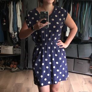 Madewell Blue Silk Polka Dot Dress